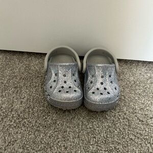 CROCS Kids Glittery Silver Water Shoes